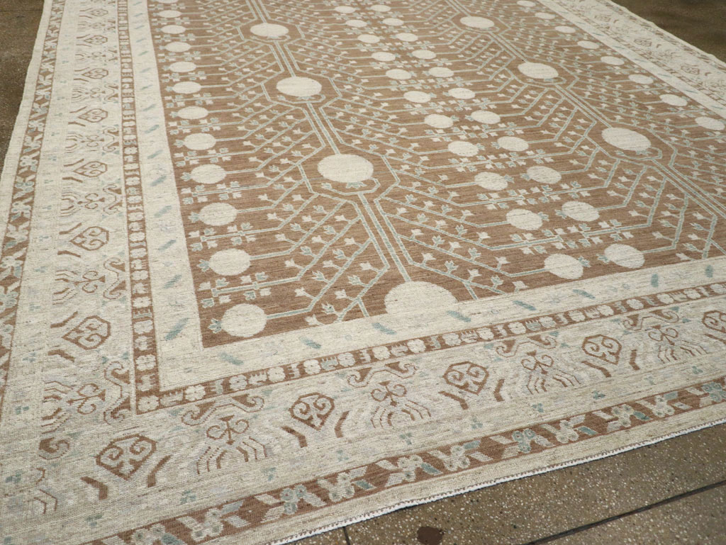 Modern East Turkestan Khotan Large Room Size Carpet, No.30934 - Staging