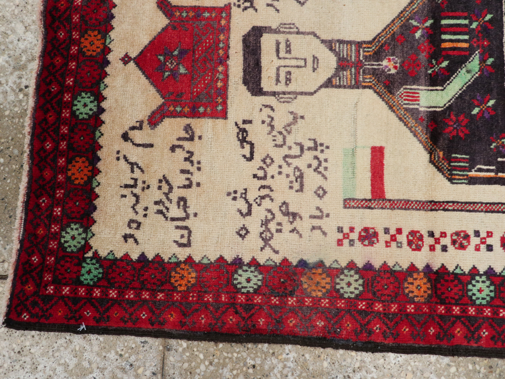 Vintage Persian Turkoman Pictorial Rug, No.30942 - Staging