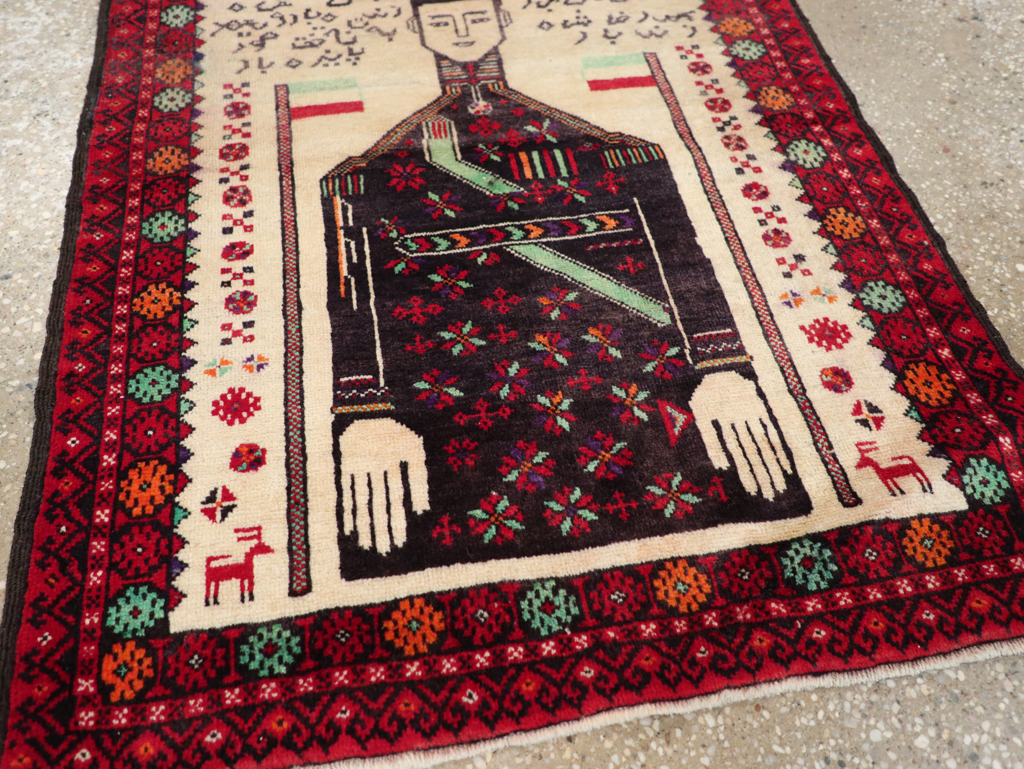 Vintage Persian Turkoman Pictorial Rug, No.30942 - Staging