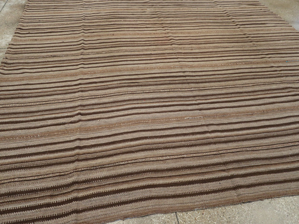 Vintage Turkish Flatweave Kilim Square Room Size Carpet, No.30949 - Staging