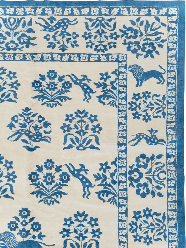 Vintage Indian Cotton Agra Large Room Size Carpet, No.30957 - Staging