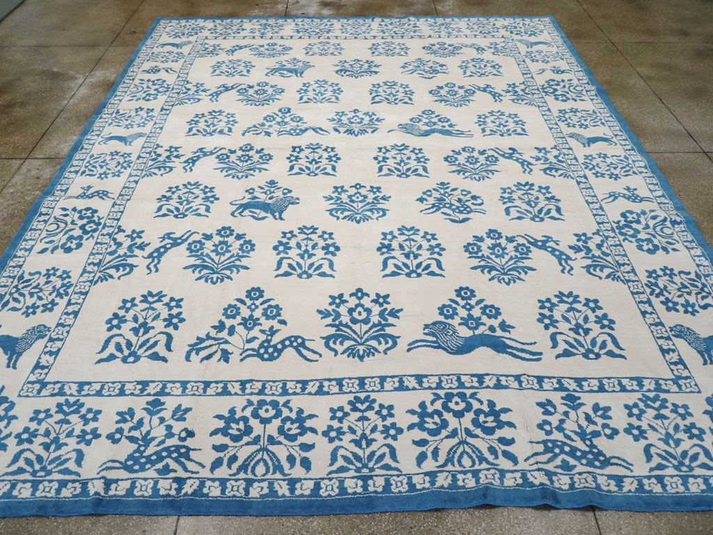 Vintage Indian Cotton Agra Large Room Size Carpet, No.30957 - Staging