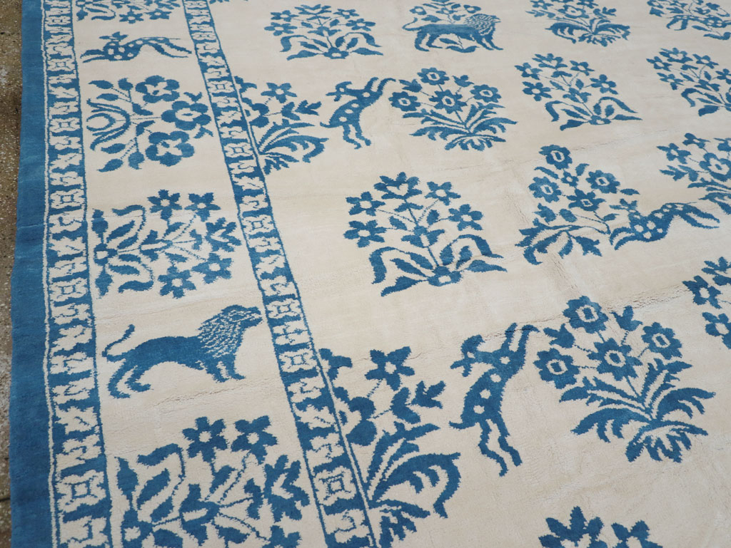 Vintage Indian Cotton Agra Large Room Size Carpet, No.30957 - Staging