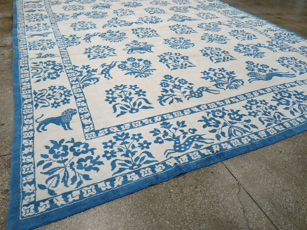 Vintage Indian Cotton Agra Large Room Size Carpet, No.30957 - Staging