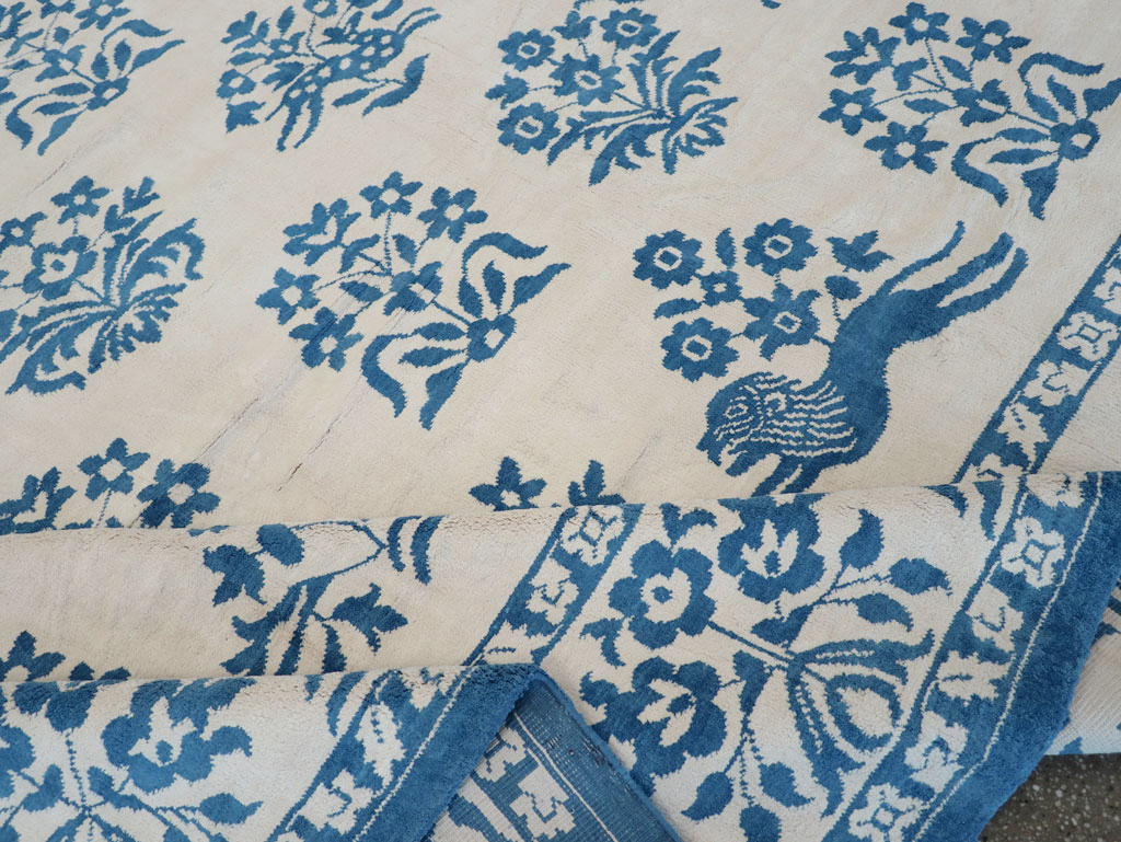 Vintage Indian Cotton Agra Large Room Size Carpet, No.30957 - Staging