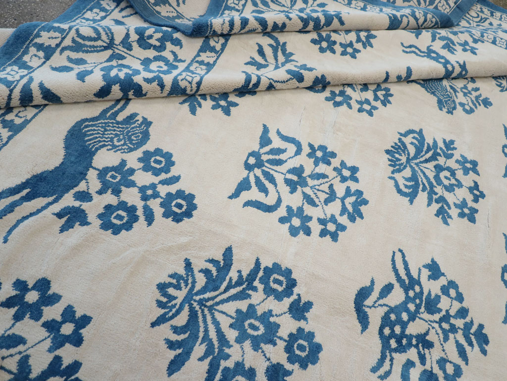 Vintage Indian Cotton Agra Large Room Size Carpet, No.30957 - Staging