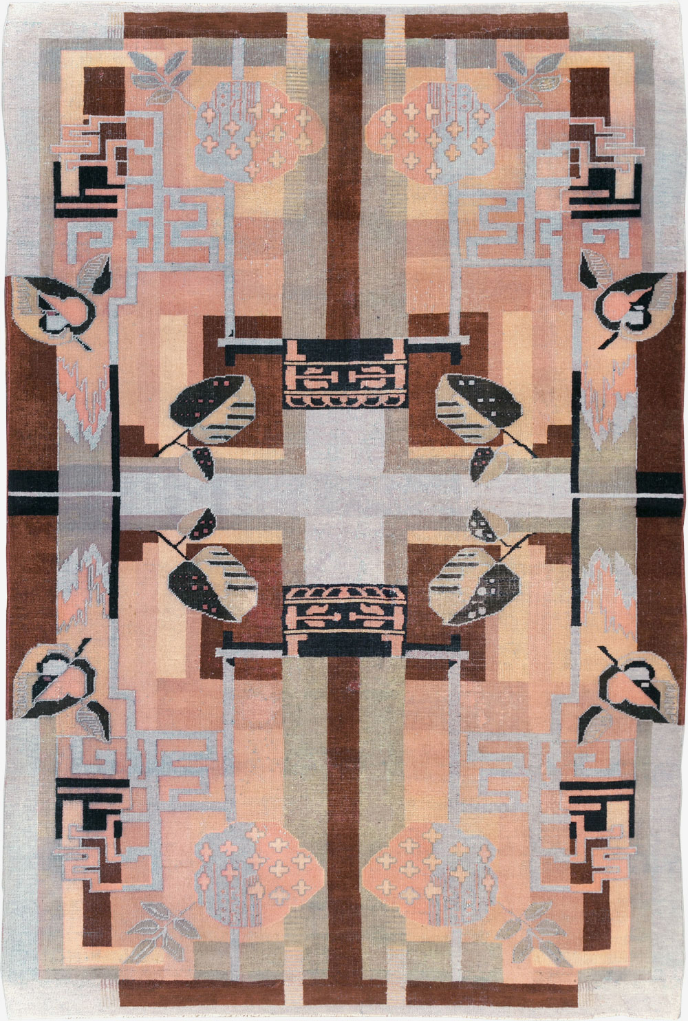 Vintage Turkish Art Deco Accent Carpet, No.30958 - Staging