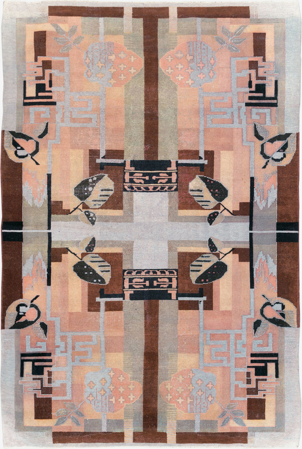 Vintage Turkish Art Deco Accent Carpet, No.30958 - Staging
