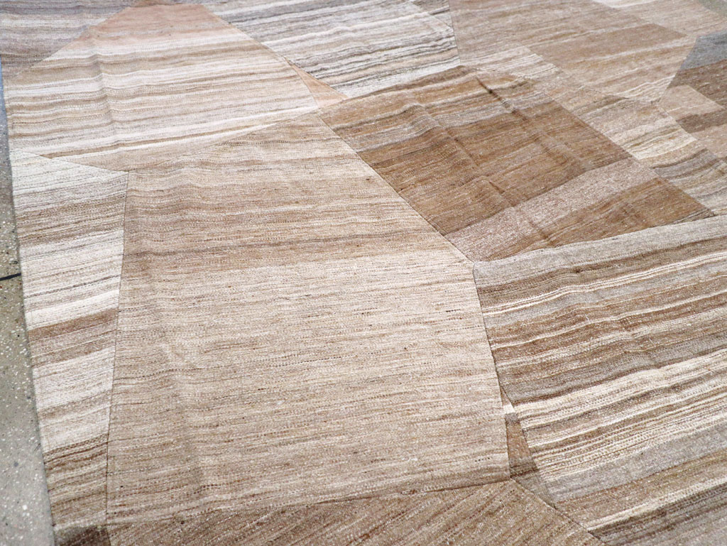 Contemporary Turkish Flatweave Patchwork Style Room Size Carpet, No.30968 - Staging