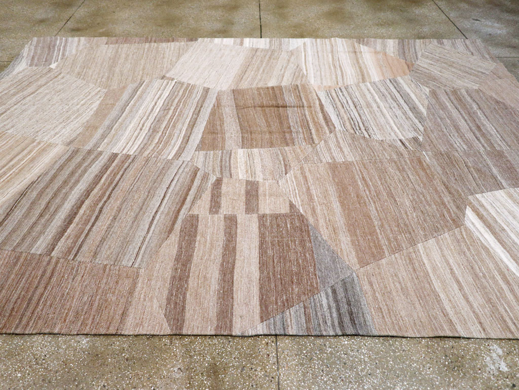 Contemporary Turkish Flatweave Patchwork Style Room Size Carpet, No.30968 - Staging