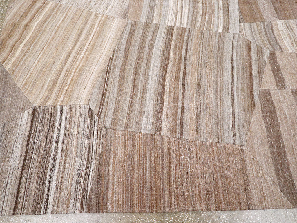 Contemporary Turkish Flatweave Patchwork Style Room Size Carpet, No.30968 - Staging