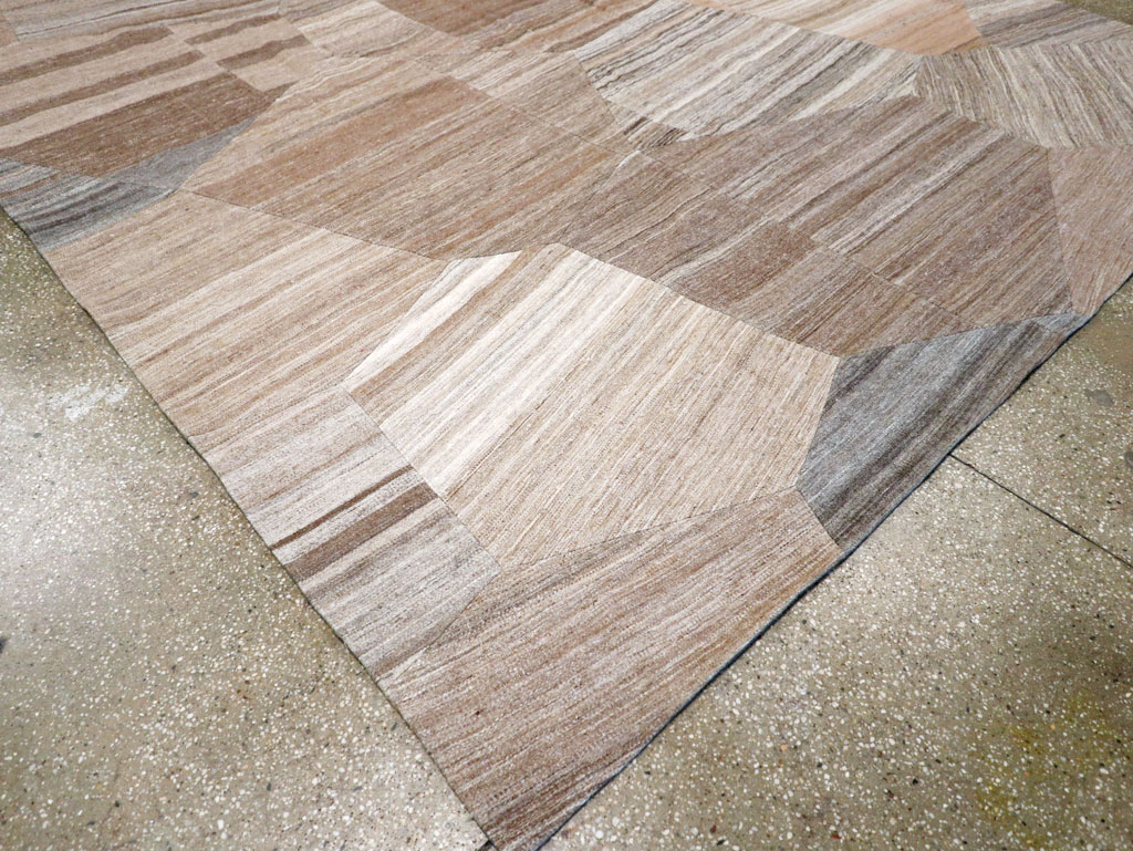 Contemporary Turkish Flatweave Patchwork Style Room Size Carpet, No.30968 - Staging