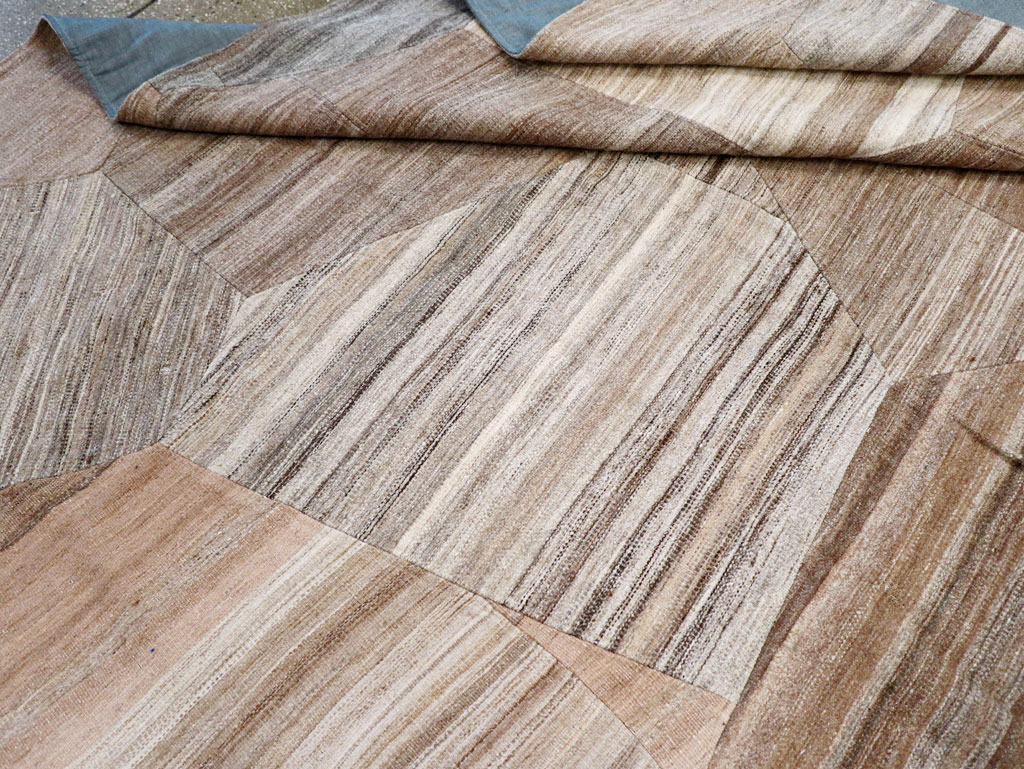 Contemporary Turkish Flatweave Patchwork Style Room Size Carpet, No.30968 - Staging