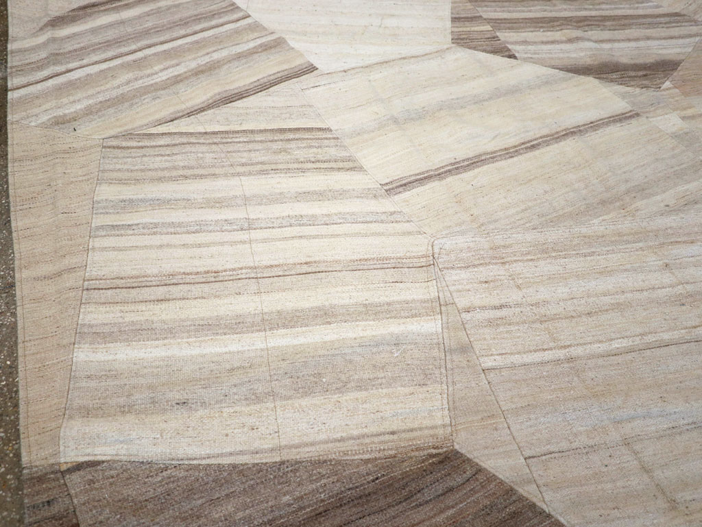 Contemporary Turkish Flatweave Patchwork Style Room Size Carpet, No.30969 - Staging