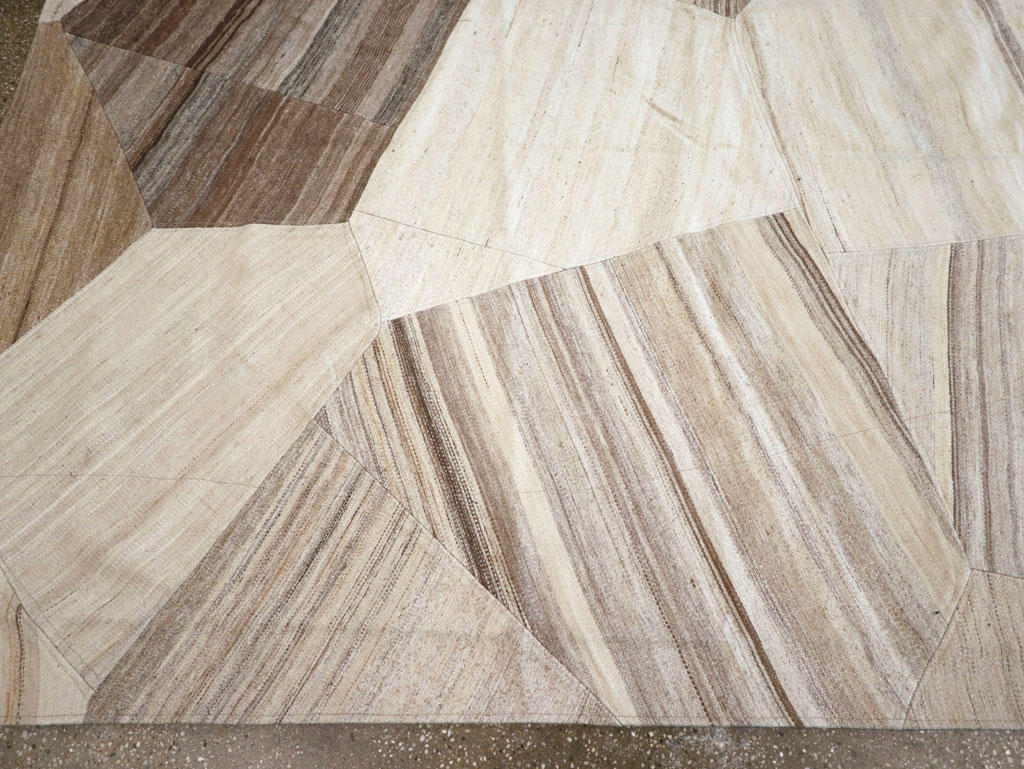 Contemporary Turkish Flatweave Patchwork Style Room Size Carpet, No.30969 - Staging