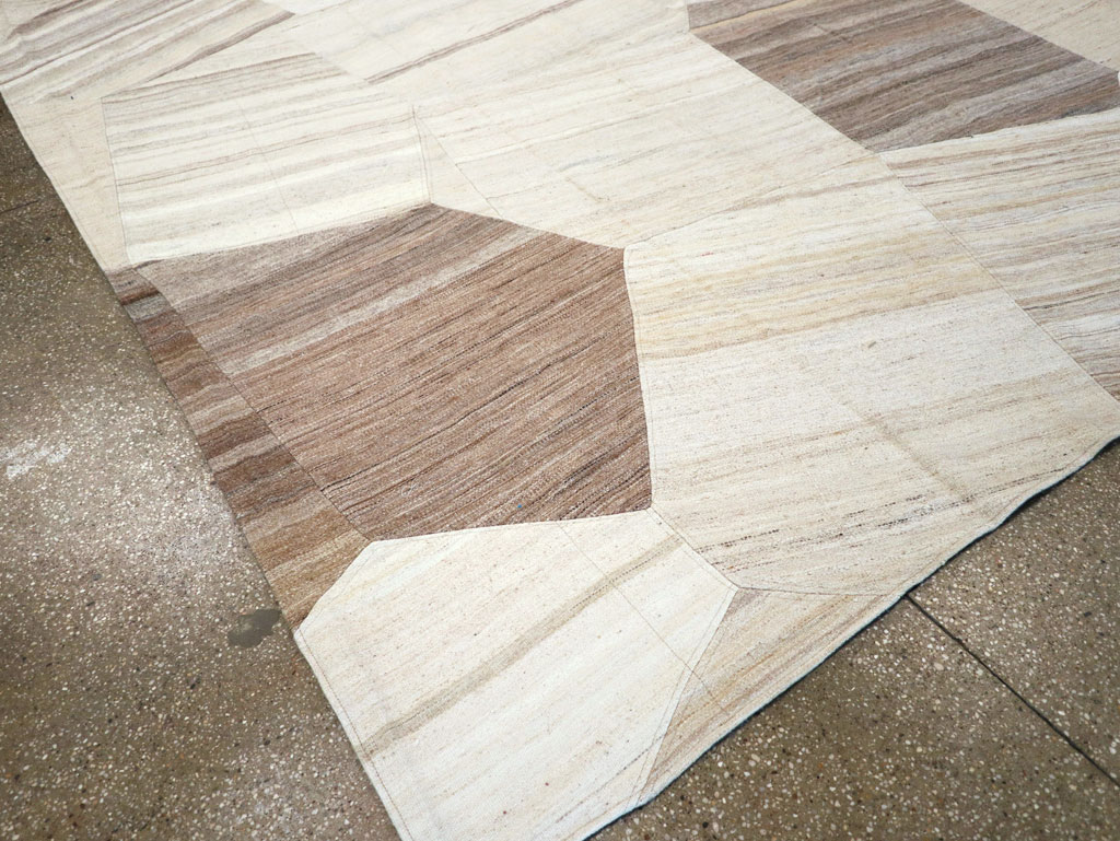 Contemporary Turkish Flatweave Patchwork Style Room Size Carpet, No.30969 - Staging