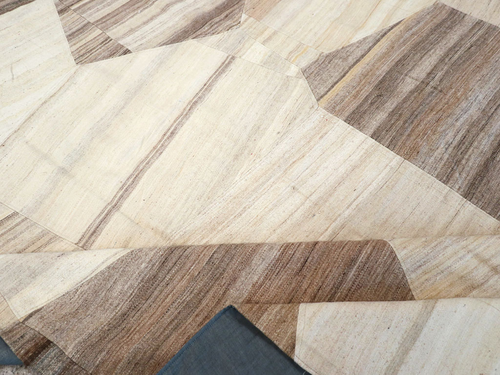 Contemporary Turkish Flatweave Patchwork Style Room Size Carpet, No.30969 - Staging