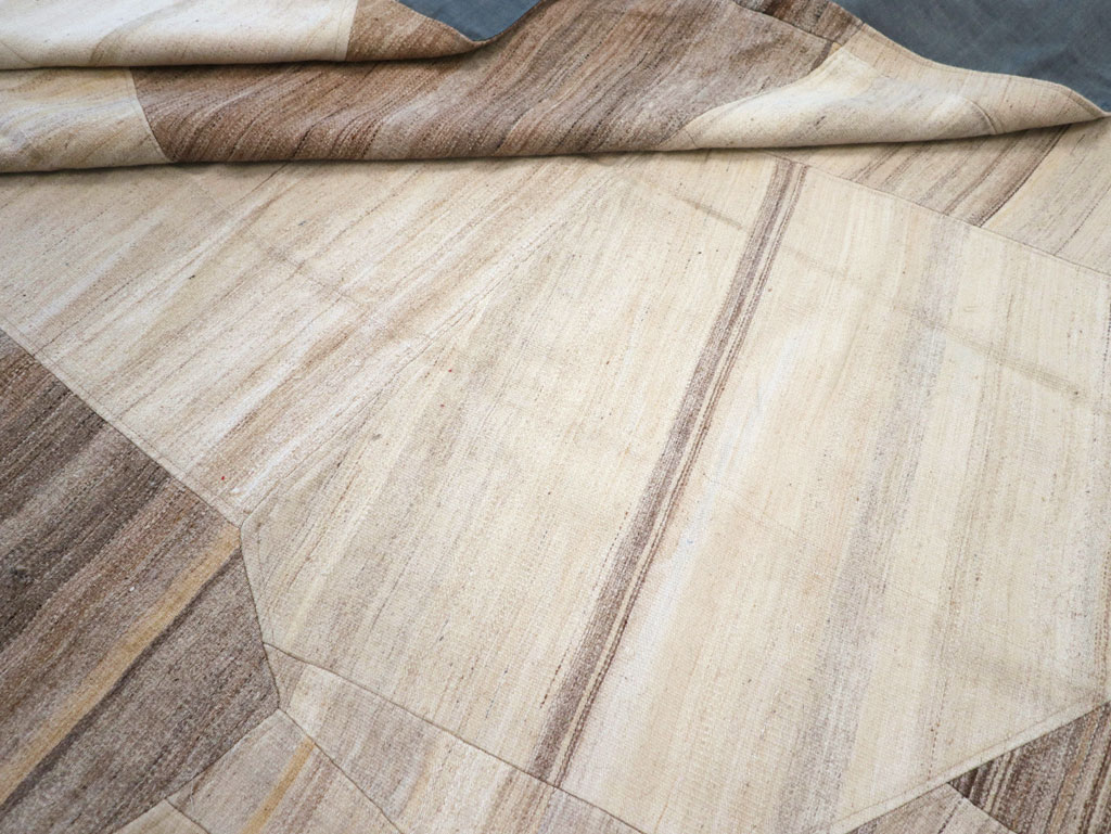 Contemporary Turkish Flatweave Patchwork Style Room Size Carpet, No.30969 - Staging