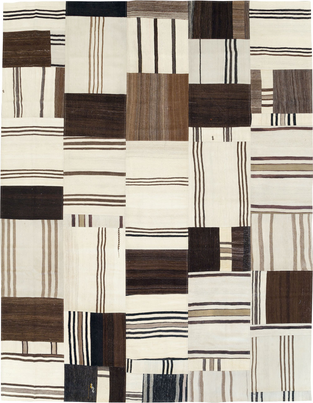 Contemporary Turkish Flatweave Patchwork Style Room Size Carpet, No.30972 - Staging