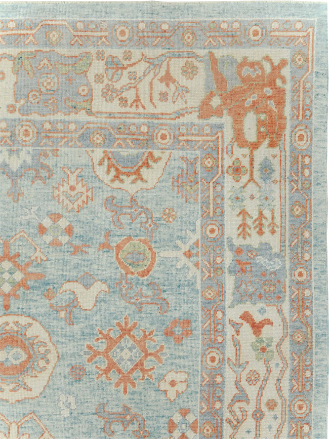 Contemporary Turkish Oushak Room Size Carpet, No.30979 - Staging