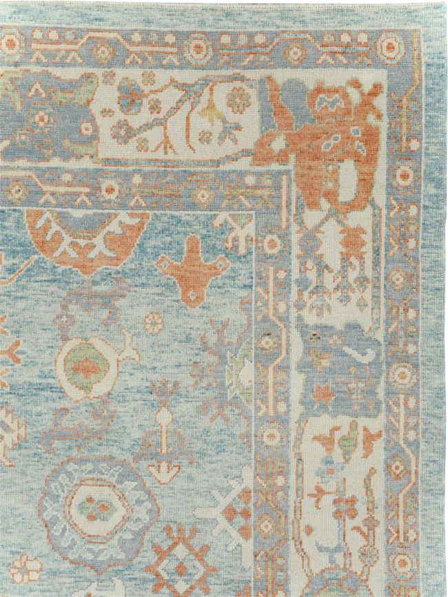Contemporary Turkish Oushak Room Size Carpet, No.30979 - Staging