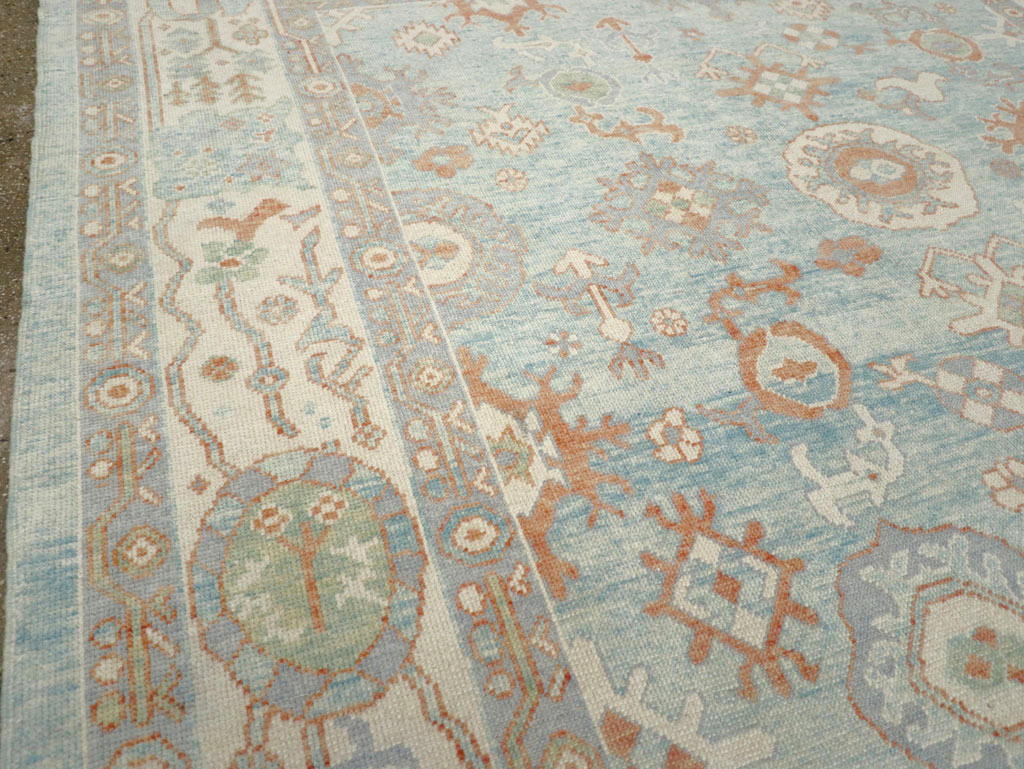 Contemporary Turkish Oushak Room Size Carpet, No.30979 - Staging