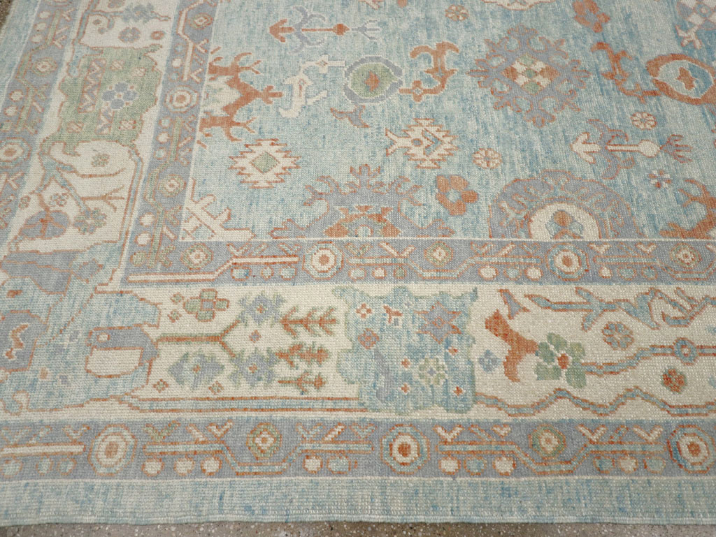 Contemporary Turkish Oushak Room Size Carpet, No.30979 - Staging