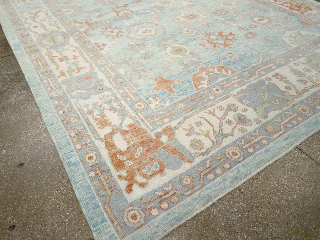 Contemporary Turkish Oushak Room Size Carpet, No.30979 - Staging