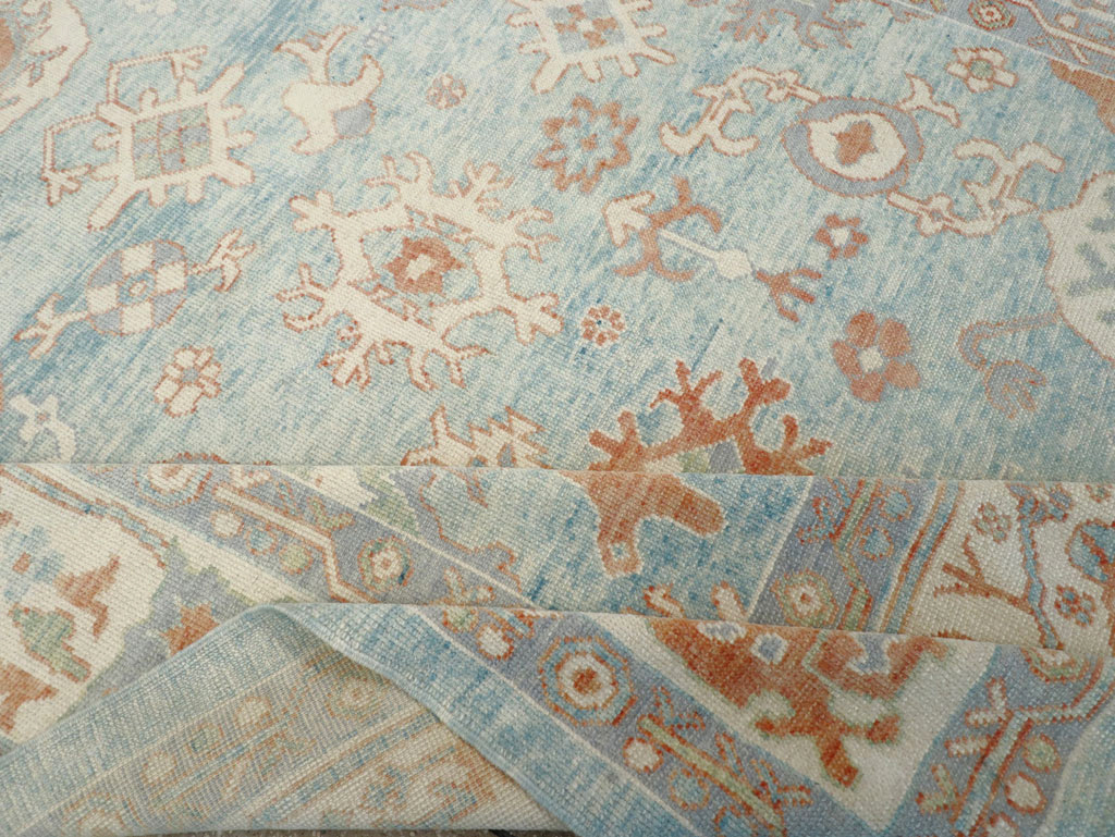 Contemporary Turkish Oushak Room Size Carpet, No.30979 - Staging