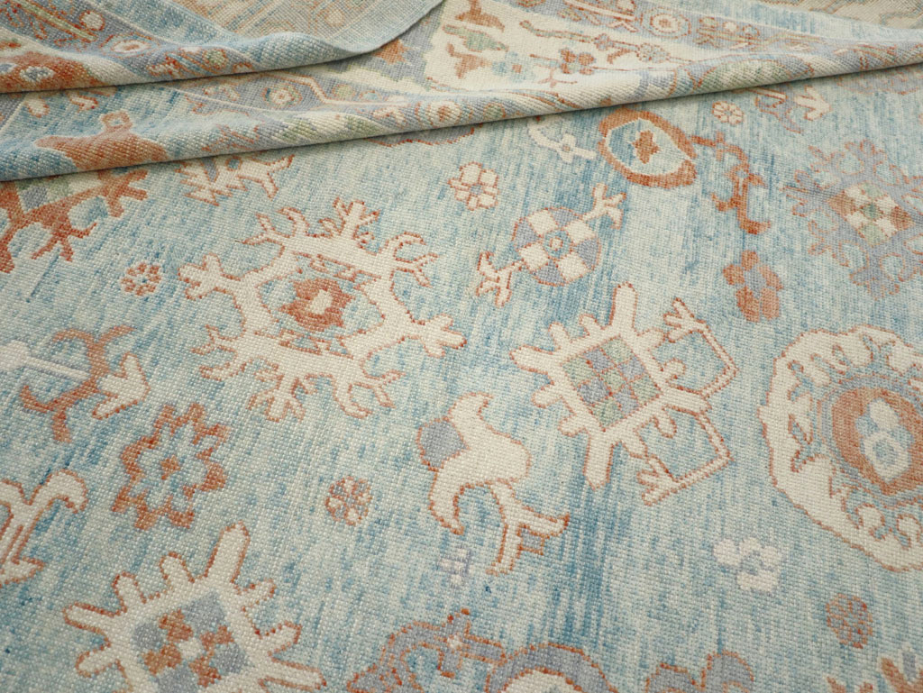 Contemporary Turkish Oushak Room Size Carpet, No.30979 - Staging