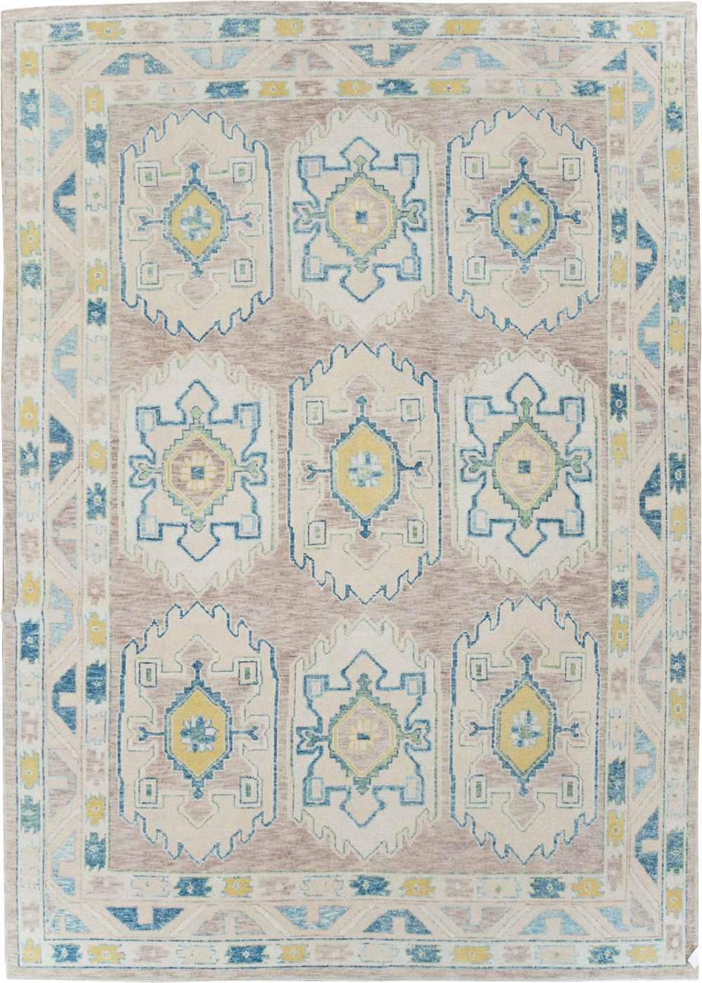 Contemporary Turkish Oushak Room Size Carpet, No.30982 - Staging