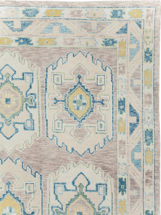 Contemporary Turkish Oushak Room Size Carpet, No.30982 - Staging