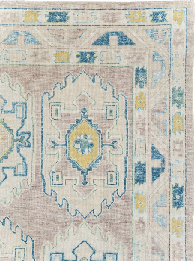 Contemporary Turkish Oushak Room Size Carpet, No.30982 - Staging