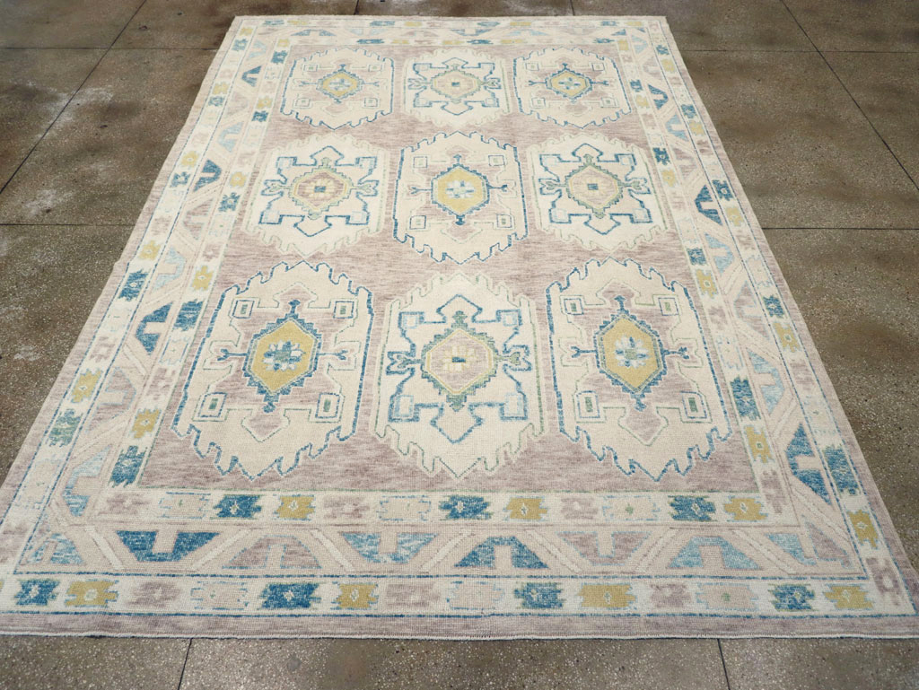 Contemporary Turkish Oushak Room Size Carpet, No.30982 - Staging