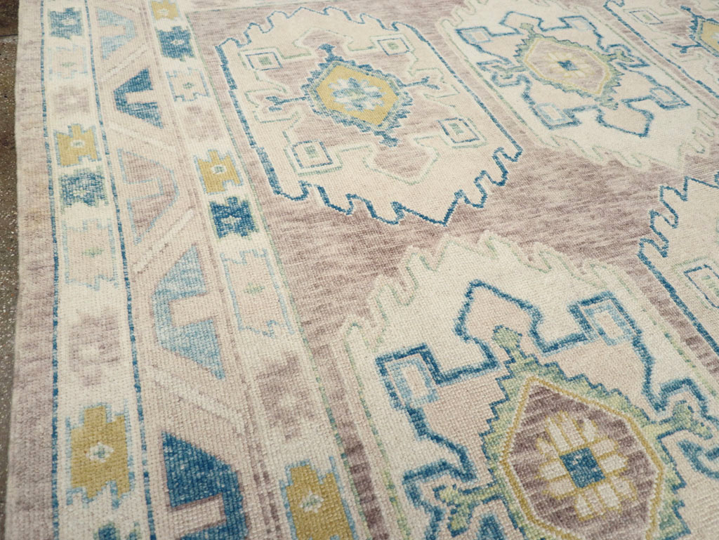 Contemporary Turkish Oushak Room Size Carpet, No.30982 - Staging