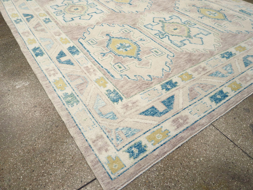 Contemporary Turkish Oushak Room Size Carpet, No.30982 - Staging