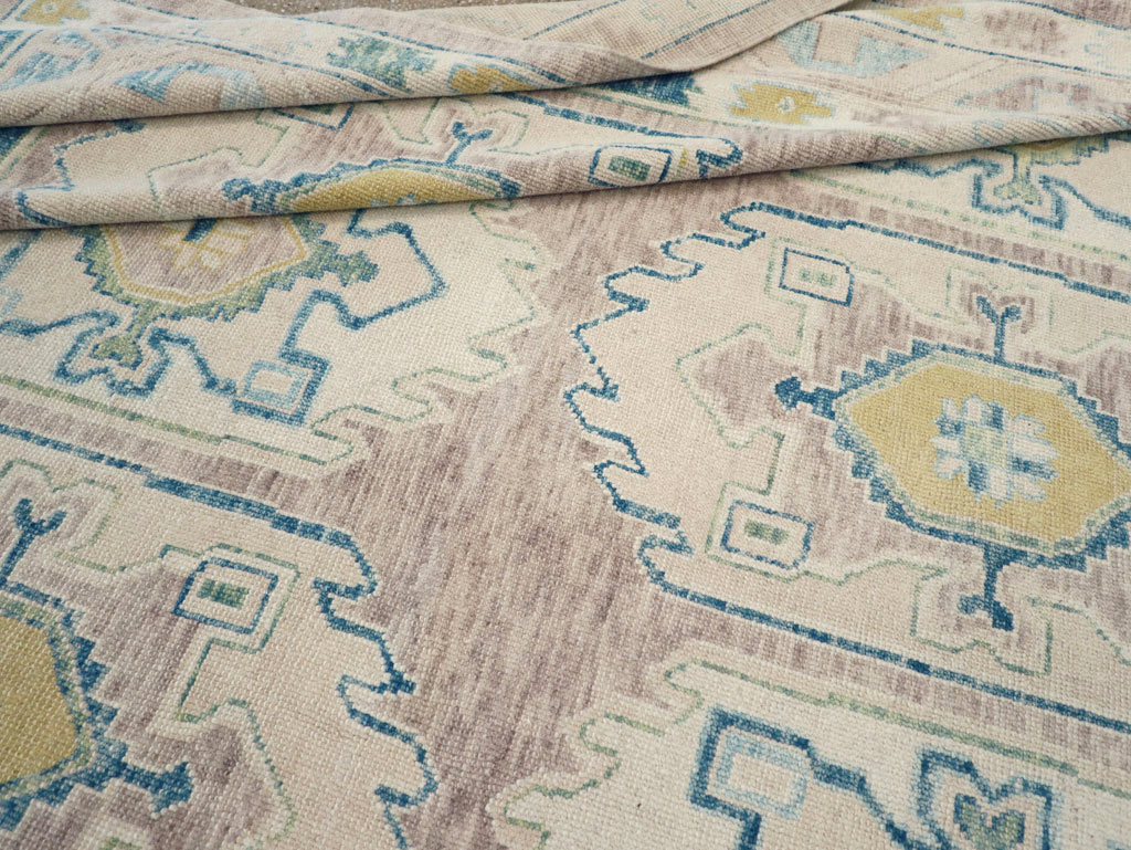 Contemporary Turkish Oushak Room Size Carpet, No.30982 - Staging