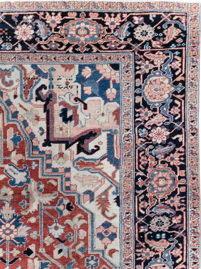 Antique Persian Heriz Room Size Carpet, No.30998 - Staging