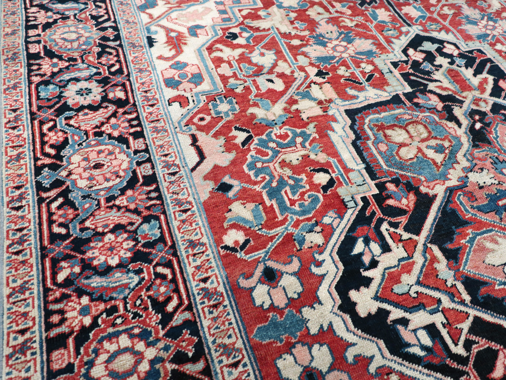 Antique Persian Heriz Room Size Carpet, No.30998 - Staging