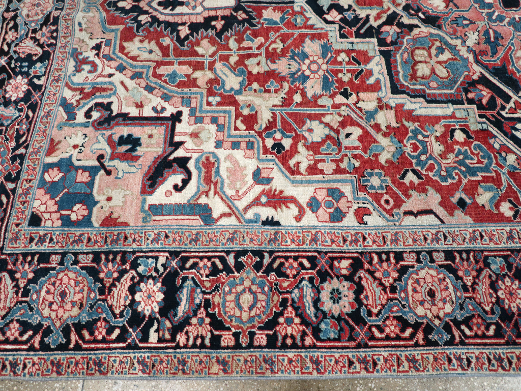 Antique Persian Heriz Room Size Carpet, No.30998 - Staging