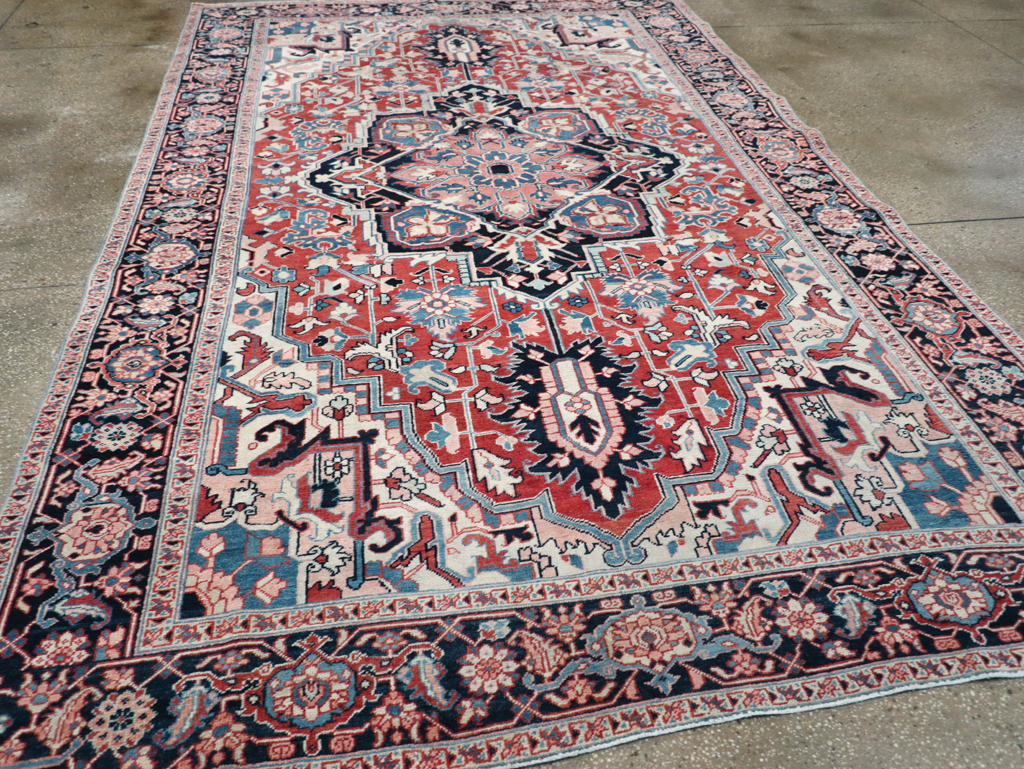 Antique Persian Heriz Room Size Carpet, No.30998 - Staging