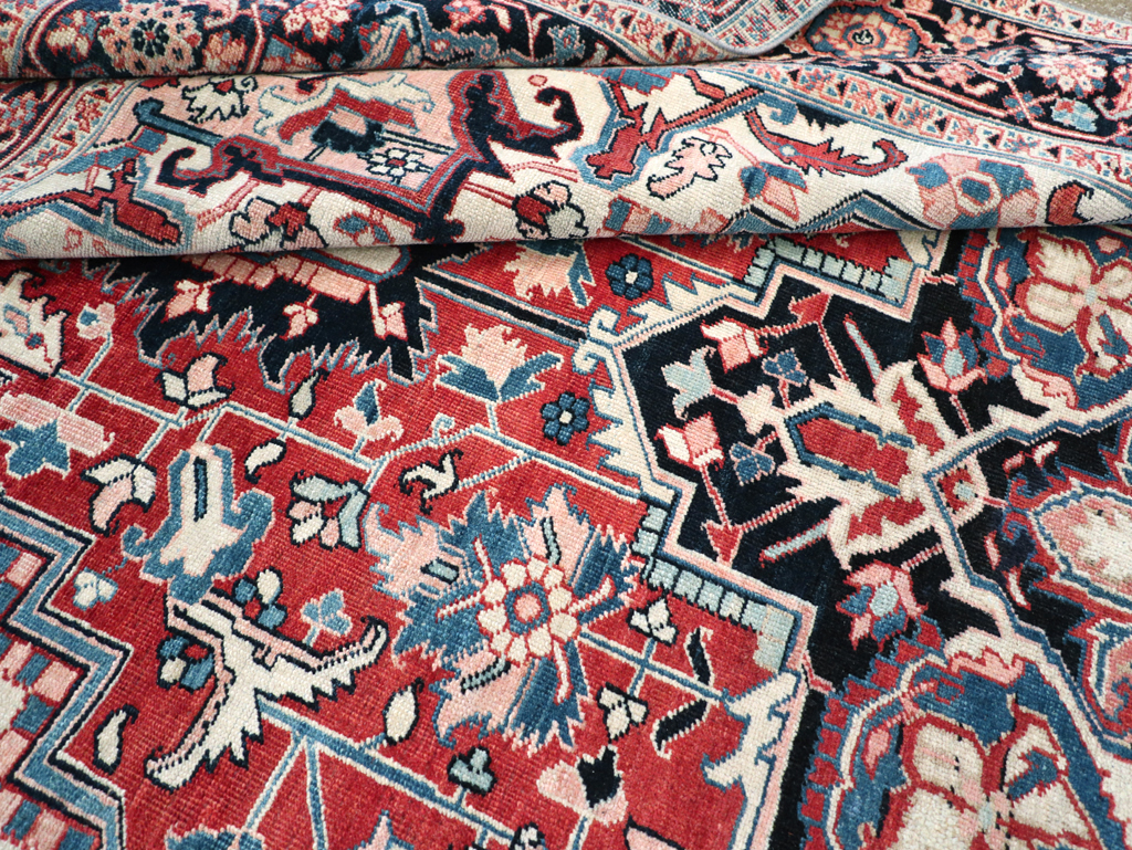 Antique Persian Heriz Room Size Carpet, No.30998 - Staging
