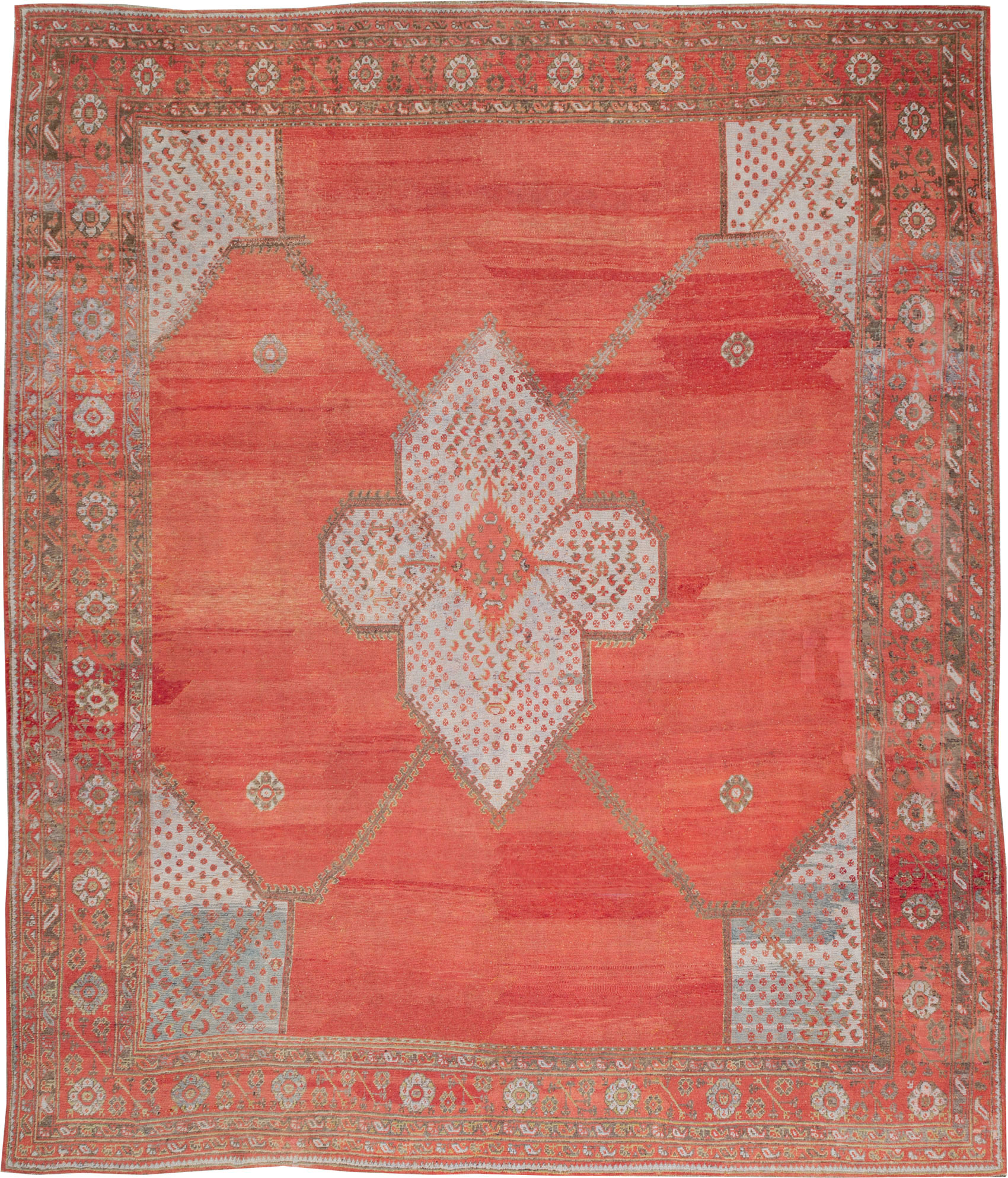 Antique Turkish Oushak Carpet, No.31002 - Staging