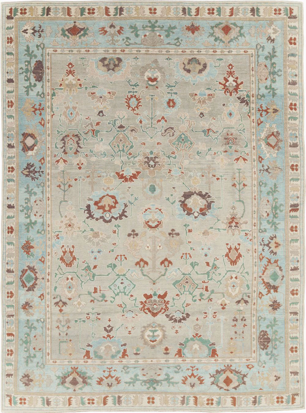 Contemporary Turkish Oushak Room Size Carpet, No.31013 - Staging