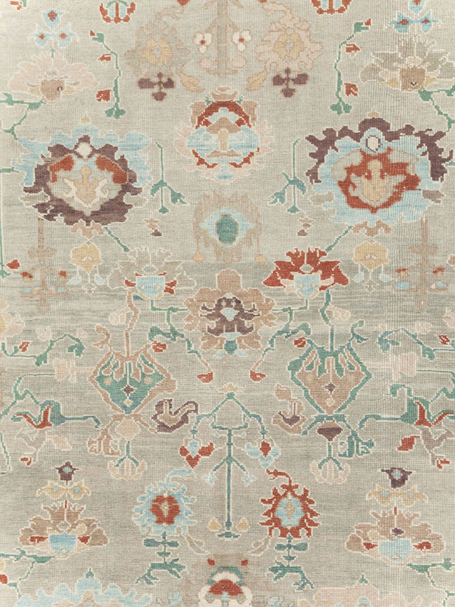 Contemporary Turkish Oushak Room Size Carpet, No.31013 - Staging
