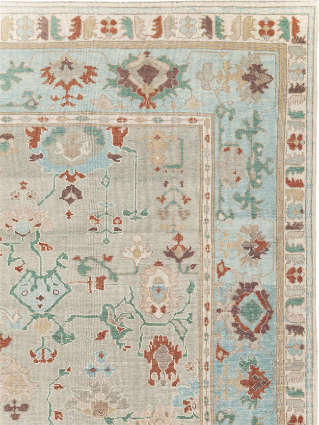 Contemporary Turkish Oushak Room Size Carpet, No.31013 - Staging