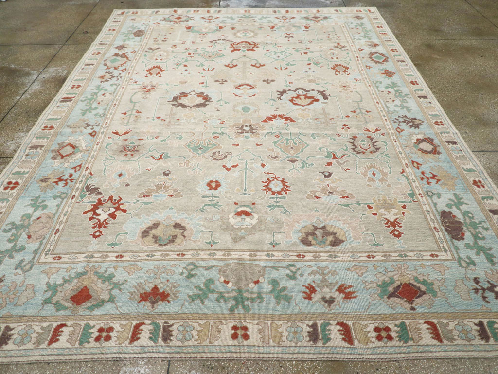 Contemporary Turkish Oushak Room Size Carpet, No.31013 - Staging