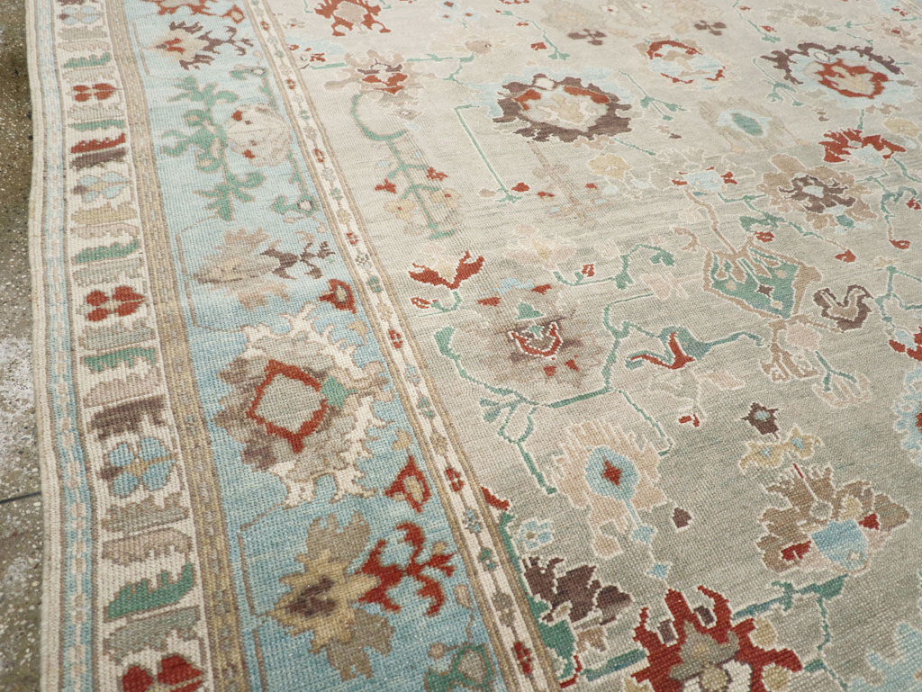 Contemporary Turkish Oushak Room Size Carpet, No.31013 - Staging