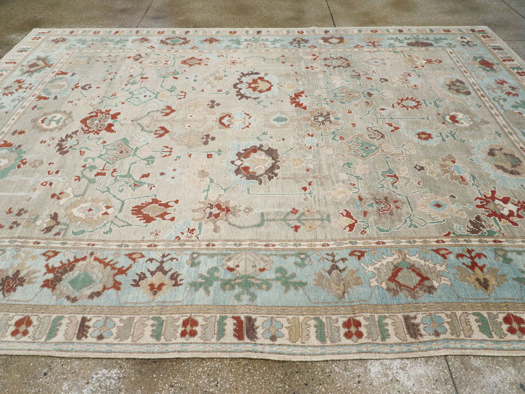 Contemporary Turkish Oushak Room Size Carpet, No.31013 - Staging