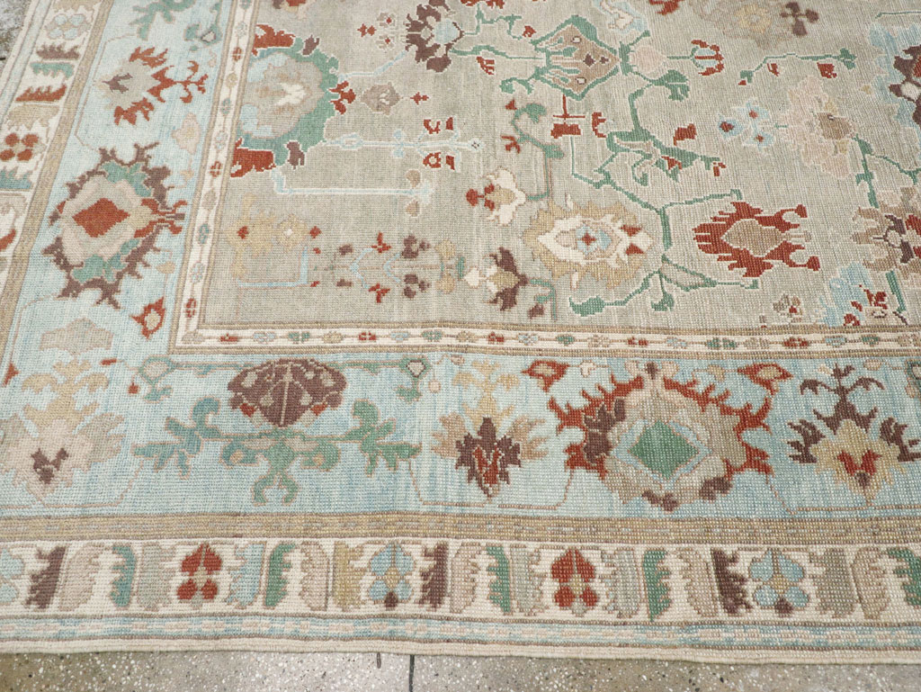 Contemporary Turkish Oushak Room Size Carpet, No.31013 - Staging